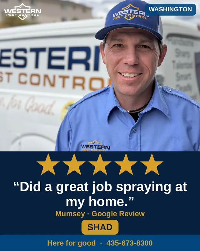 Shad, Western Pest Control technician serving Washington, with a five-star Google review
